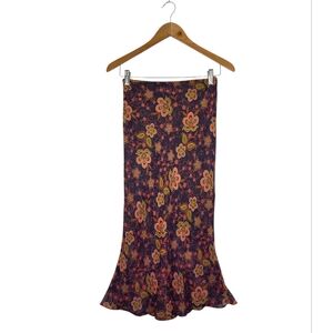 Vintage 90s Forever 21 Boho WhimsiGoth Floral Lace Mermaid Midi Skirt Size Small